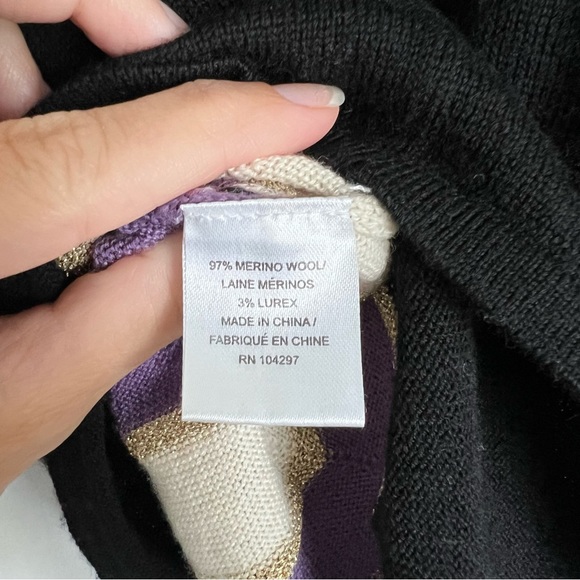 Milly Merino Wool Sweater Dress 3/4 Bell Sleeve Chevron print size P/XS - Picture 6 of 6